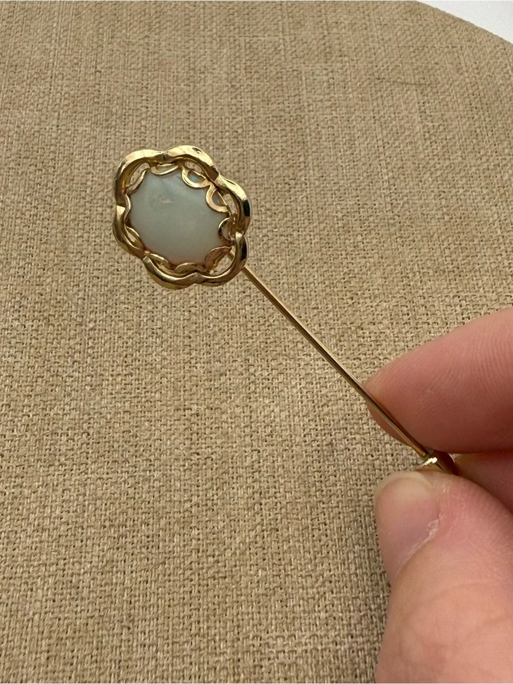 Gold Tone Opal Floral Stick Pin Brooch